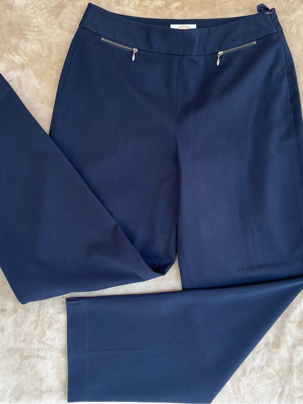 Talbots Stretch Navy Straight-Leg Flat Front Dress Pants, size 10